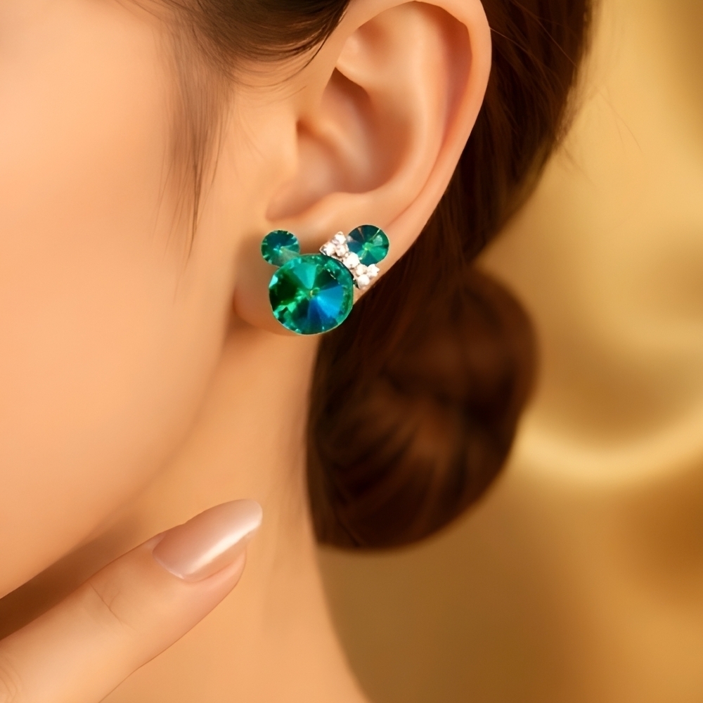Micky Mouse Rhinestone Stud Earrings